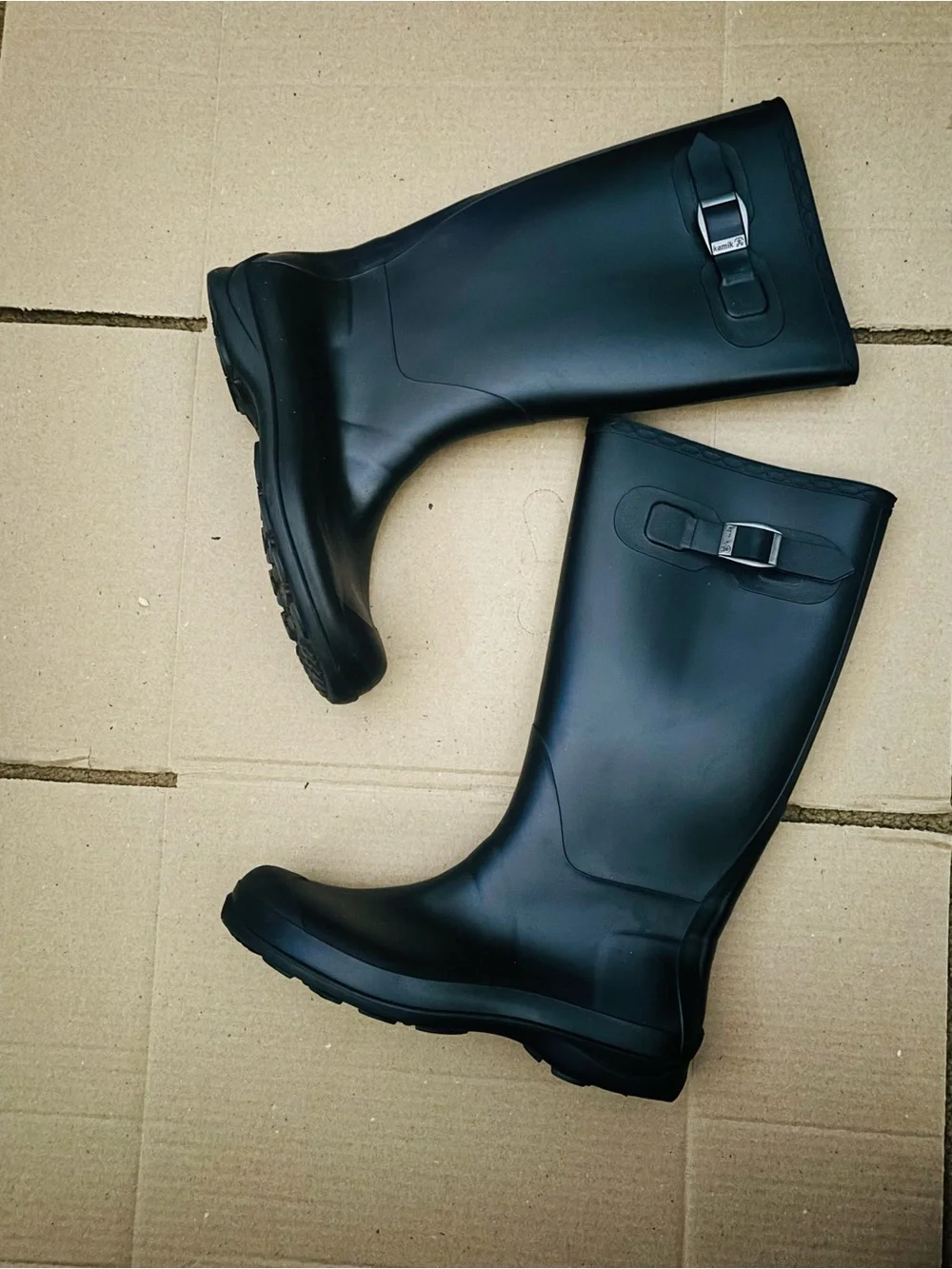 Kamik Black Women's Tall Waterproof Rain Boots with Buckle
